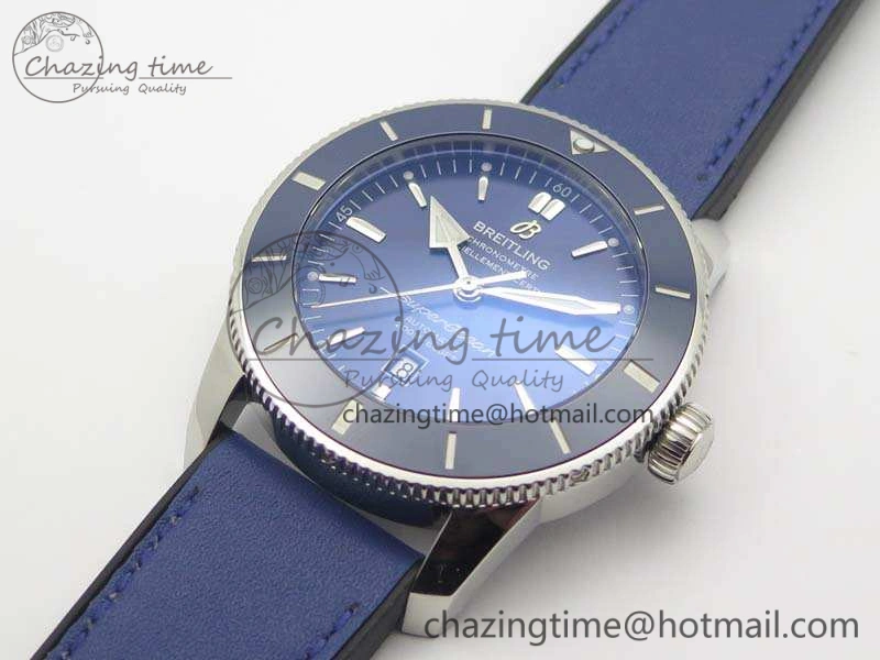 Super Ocean Heritage Blue Ceramic Bezel SS Blue Dial On Blue Gummy Strap A2824