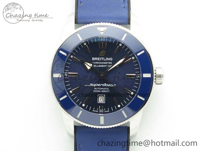 Super Ocean Heritage Blue Ceramic Bezel SS Blue Dial On Blue Gummy Strap A2824