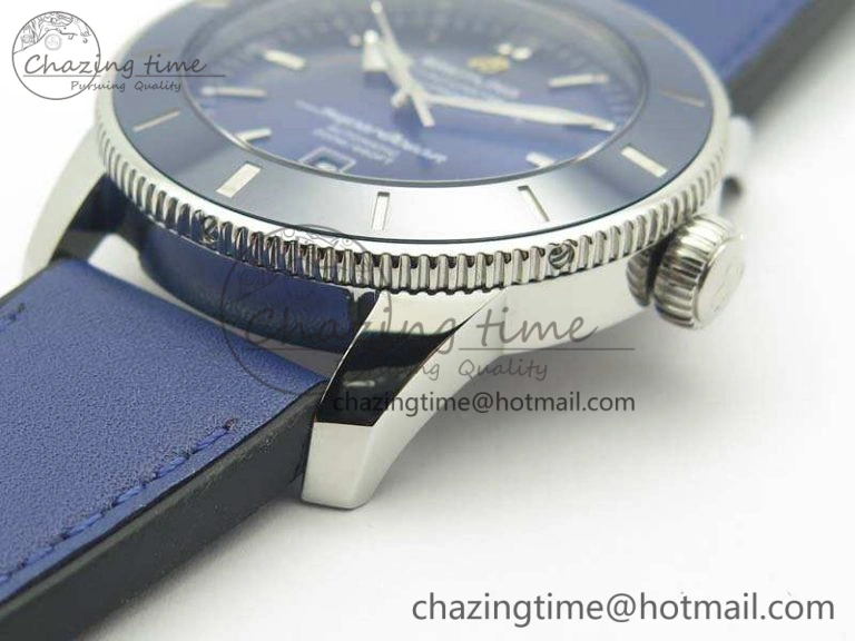 Super Ocean Heritage Blue Ceramic Bezel SS Blue Dial On Blue Gummy Strap A2824