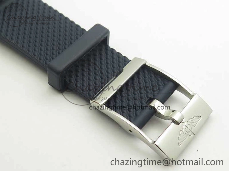 Super Ocean Heritage Blue Ceramic Bezel SS Blue Dial On Rubber Strap A2824