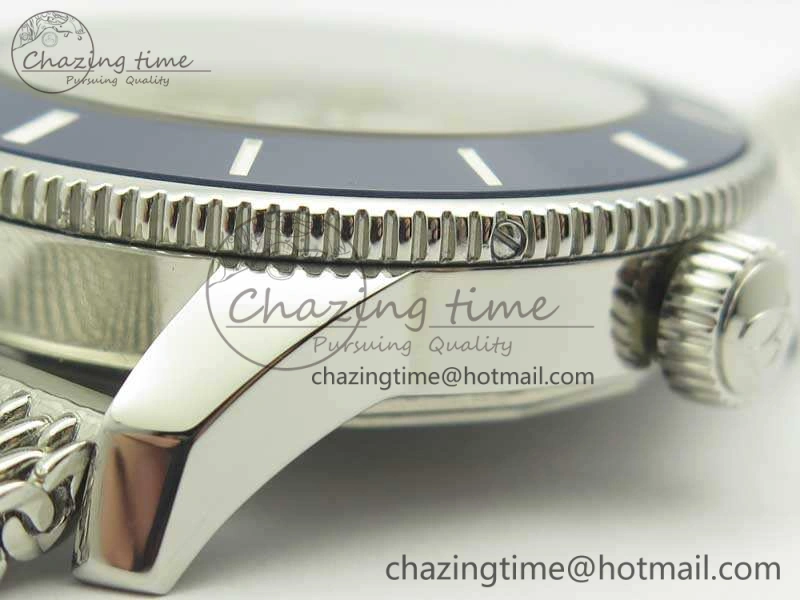 Super Ocean Heritage Blue Ceramic Bezel SS White Dial On SS Bracelet A2824