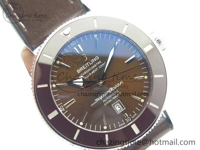 Super Ocean Heritage Brown Ceramic Bezel SS Brown Dial On Brown Gummy Strap A2824
