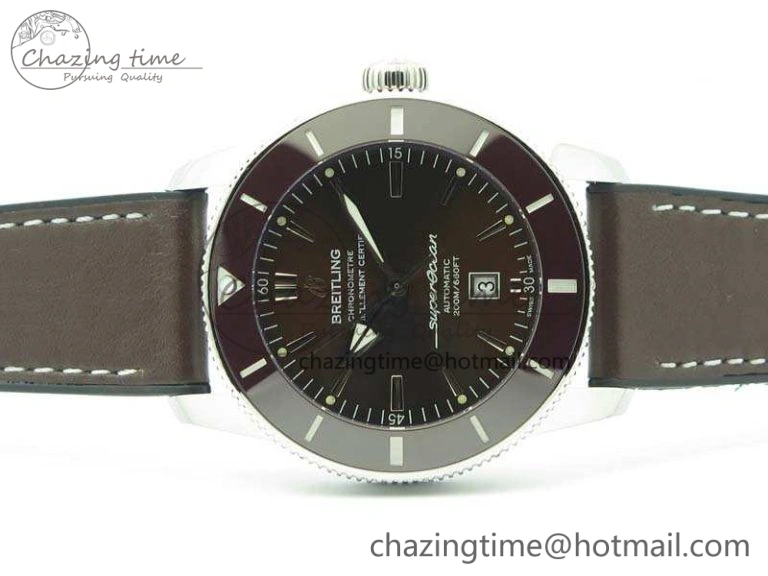 Super Ocean Heritage Brown Ceramic Bezel SS Brown Dial On Brown Gummy Strap A2824