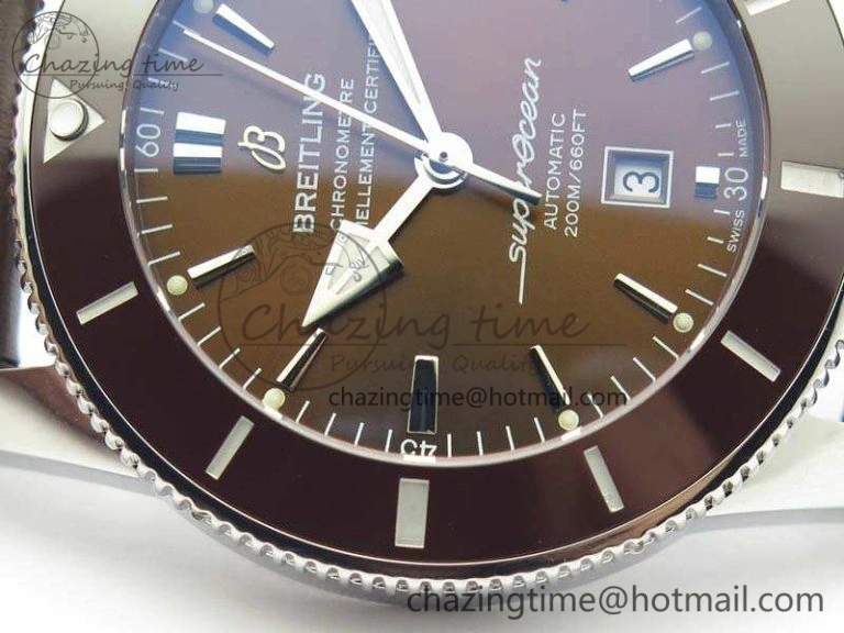 Super Ocean Heritage Brown Ceramic Bezel SS Brown Dial On Brown Gummy Strap A2824