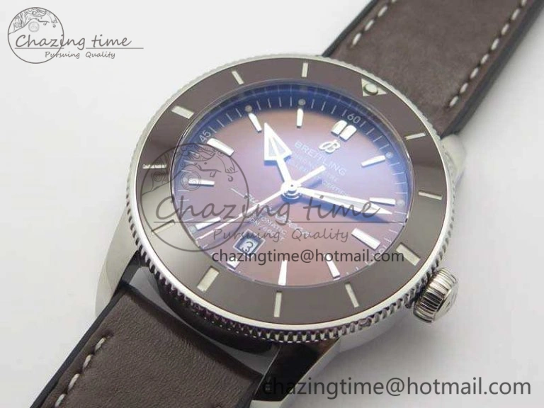 Super Ocean Heritage Brown Ceramic Bezel SS Brown Dial On Brown Gummy Strap A2824