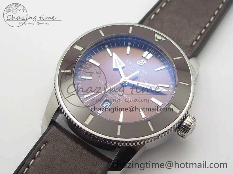 Super Ocean Heritage Brown Ceramic Bezel SS Brown Dial On Brown Gummy Strap A2824