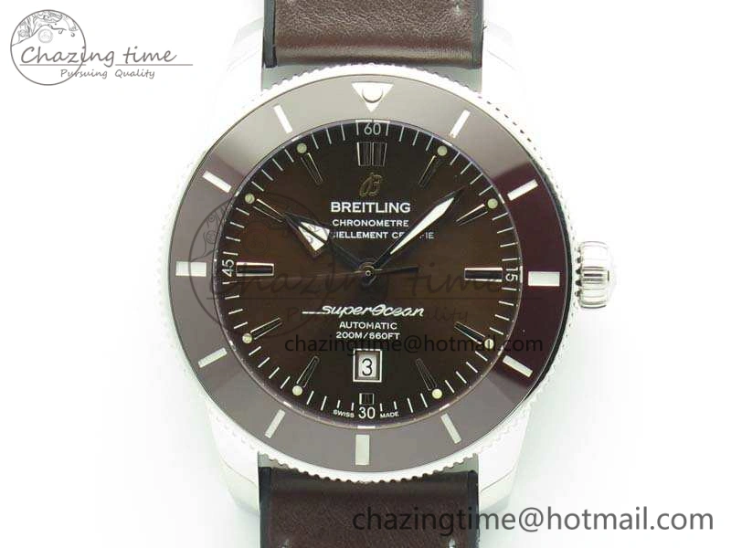 Super Ocean Heritage Brown Ceramic Bezel SS Brown Dial On Brown Gummy Strap A2824
