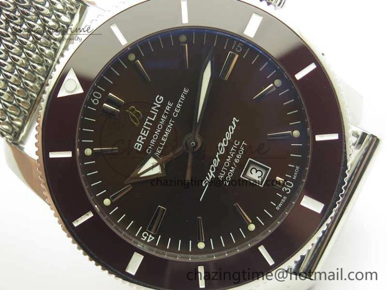 Super Ocean Heritage Brown Ceramic Bezel SS Brown Dial On SS Bracelet A2824
