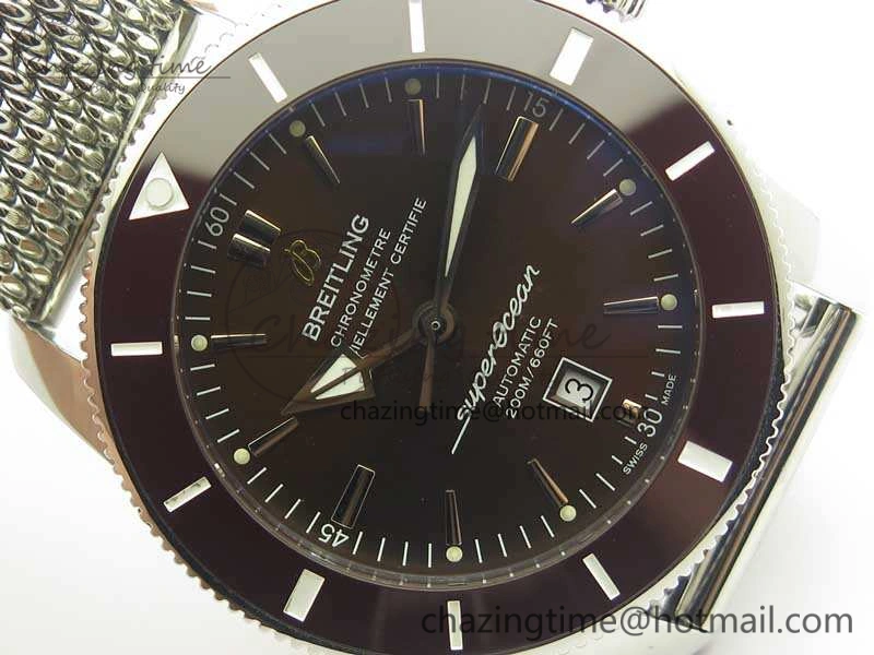 Super Ocean Heritage Brown Ceramic Bezel SS Brown Dial On SS Bracelet A2824