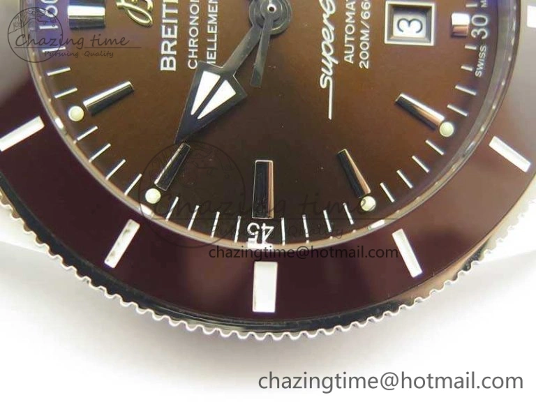 Super Ocean Heritage Brown Ceramic Bezel SS Brown Dial On SS Bracelet A2824