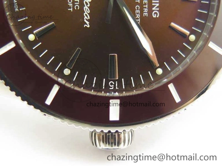 Super Ocean Heritage Brown Ceramic Bezel SS Brown Dial On SS Bracelet A2824