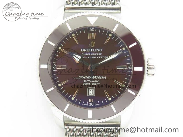 Super Ocean Heritage Brown Ceramic Bezel SS Brown Dial On SS Bracelet A2824
