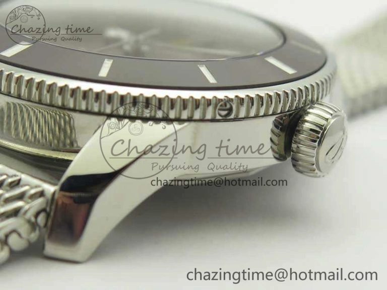 Super Ocean Heritage Brown Ceramic Bezel SS Brown Dial On SS Bracelet A2824