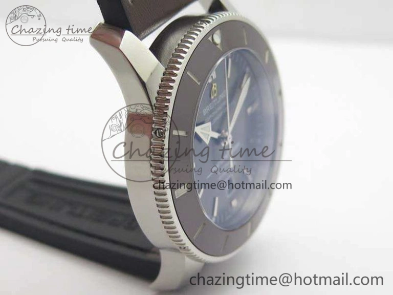 Super Ocean Heritage Brown Ceramic Bezel SS Gray Dial On Brown Gummy Strap A2824