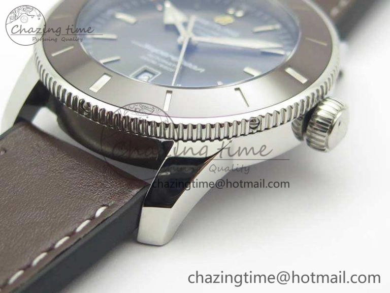 Super Ocean Heritage Brown Ceramic Bezel SS Gray Dial On Brown Gummy Strap A2824