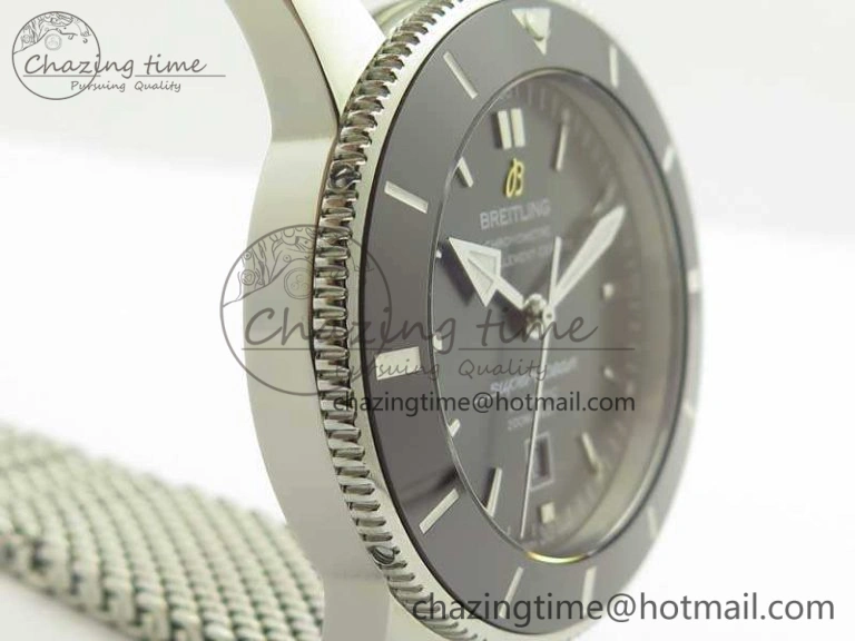 Super Ocean Heritage Brown Ceramic Bezel SS Gray Dial On SS Bracelet A2824