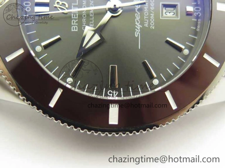 Super Ocean Heritage Brown Ceramic Bezel SS Gray Dial On SS Bracelet A2824