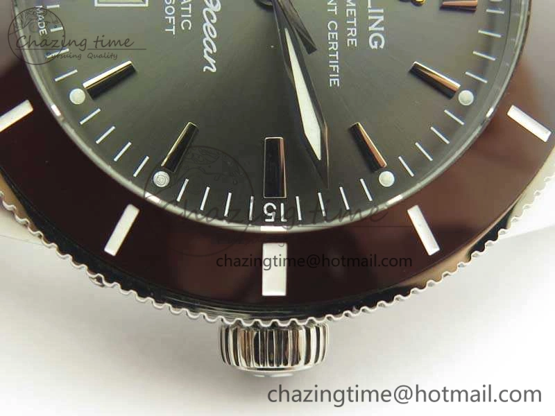 Super Ocean Heritage Brown Ceramic Bezel SS Gray Dial On SS Bracelet A2824