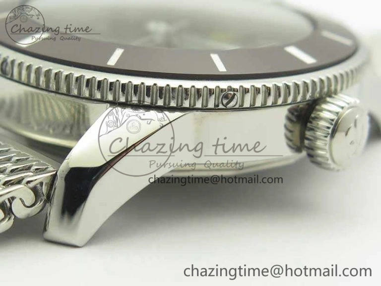 Super Ocean Heritage Brown Ceramic Bezel SS Gray Dial On SS Bracelet A2824
