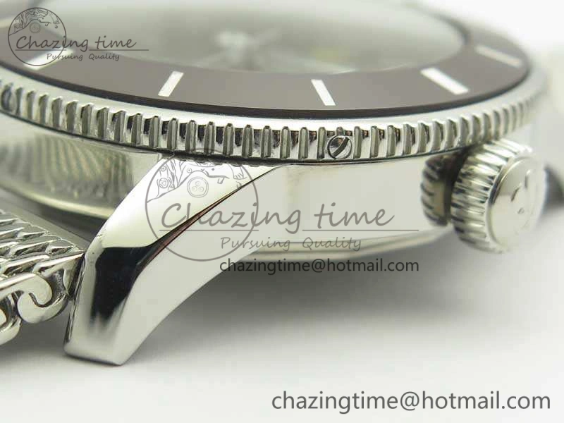 Super Ocean Heritage Brown Ceramic Bezel SS Gray Dial On SS Bracelet A2824