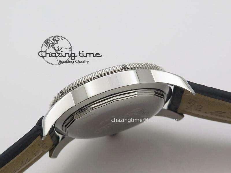 Super Ocean Heritage SS Black Dial On Black Leather Strap A2824