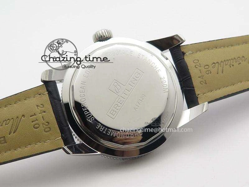 Super Ocean Heritage SS Black Dial On Black Leather Strap A2824