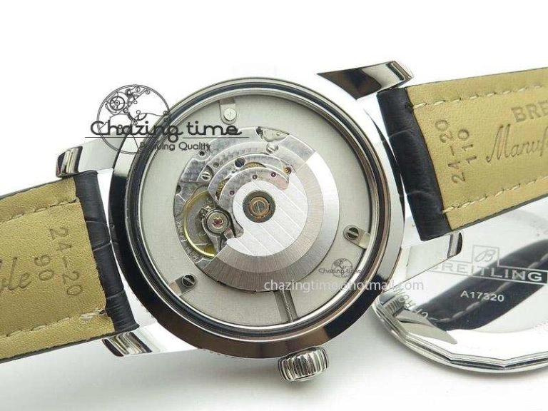 Super Ocean Heritage SS Black Dial On Black Leather Strap A2824