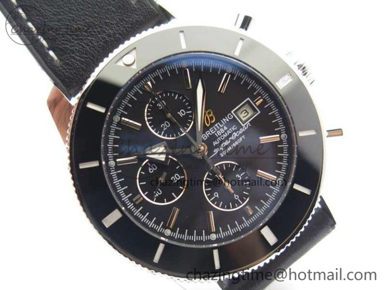 SuperOcean 1884 Heritage SS Black Dial On Leather Strap A7750