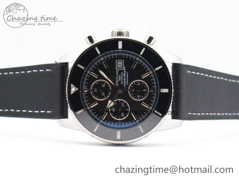 SuperOcean 1884 Heritage SS Black Dial On Leather Strap A7750