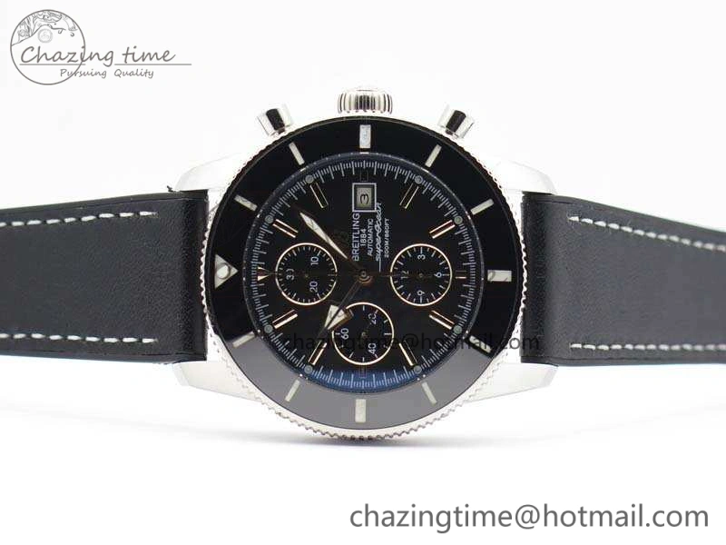 SuperOcean 1884 Heritage SS Black Dial On Leather Strap A7750