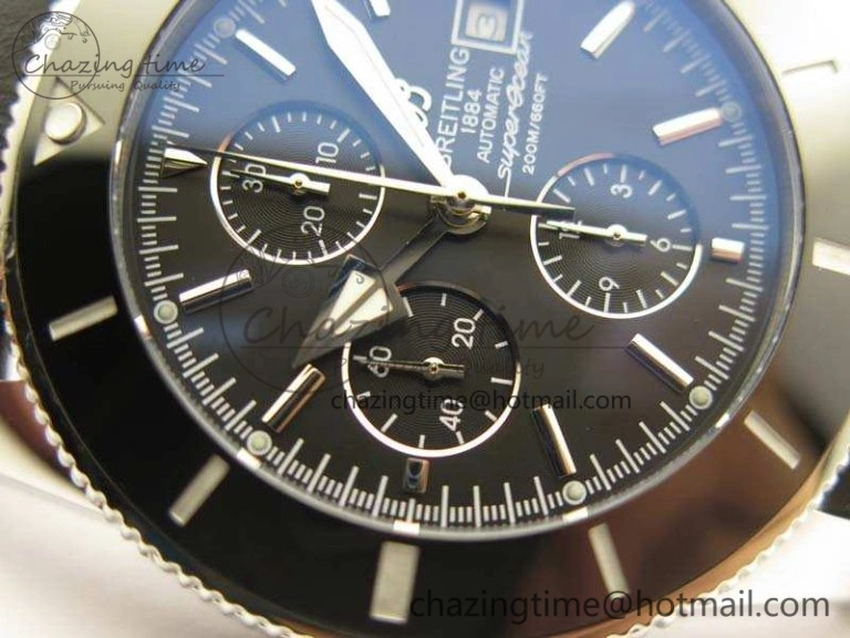SuperOcean 1884 Heritage SS Black Dial On Leather Strap A7750