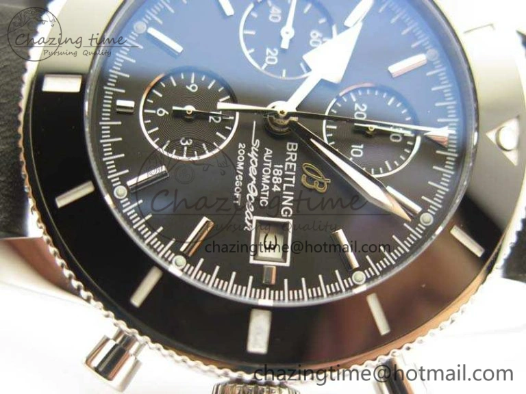 SuperOcean 1884 Heritage SS Black Dial On Leather Strap A7750