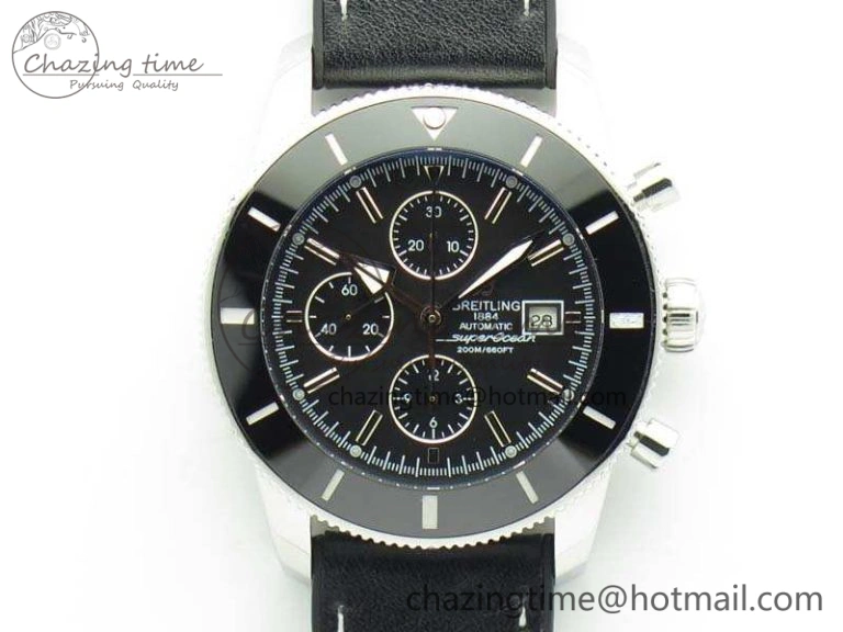 SuperOcean 1884 Heritage SS Black Dial On Leather Strap A7750