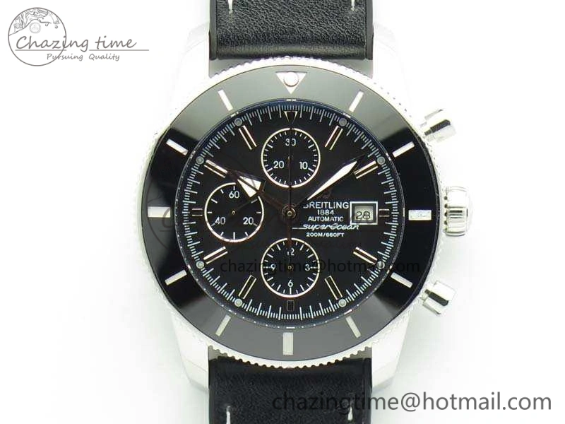 SuperOcean 1884 Heritage SS Black Dial On Leather Strap A7750