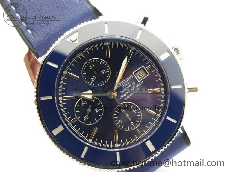 SuperOcean 1884 Heritage SS Blue Dial On Leather Strap A7750