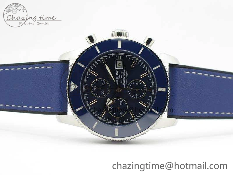 SuperOcean 1884 Heritage SS Blue Dial On Leather Strap A7750
