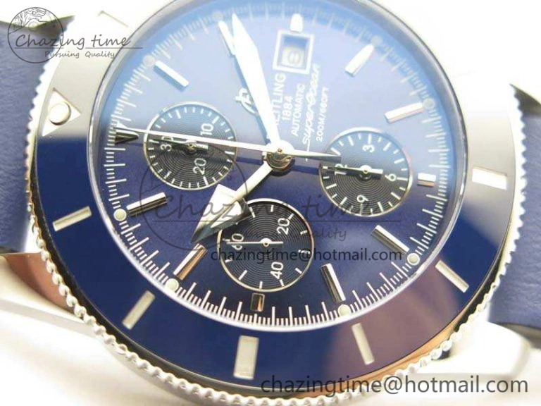SuperOcean 1884 Heritage SS Blue Dial On Leather Strap A7750