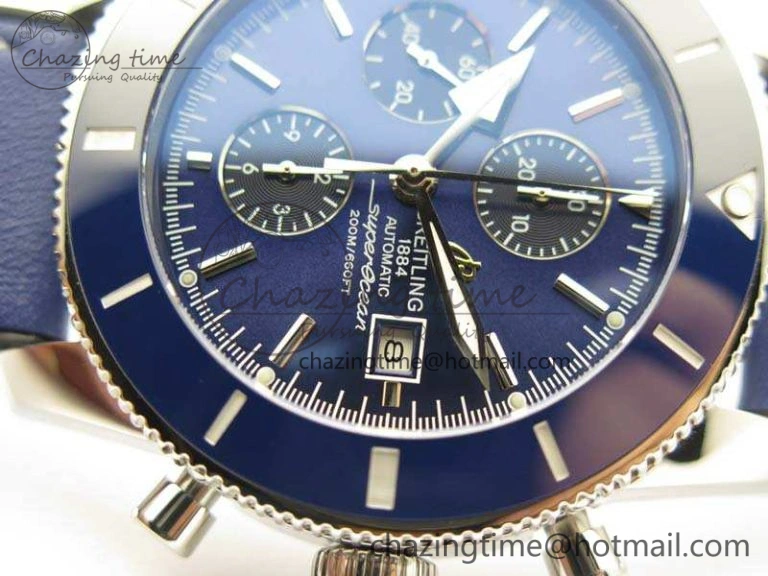 SuperOcean 1884 Heritage SS Blue Dial On Leather Strap A7750