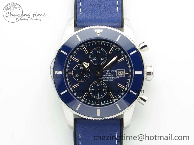 SuperOcean 1884 Heritage SS Blue Dial On Leather Strap A7750