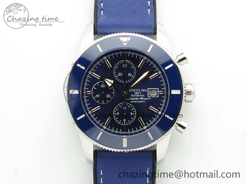 SuperOcean 1884 Heritage SS Blue Dial On Leather Strap A7750