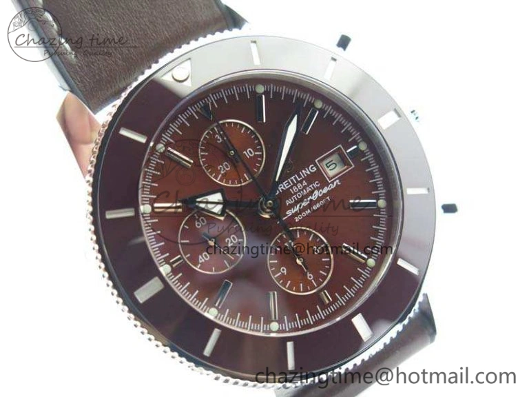 SuperOcean 1884 Heritage SS Brown Dial On Leather Strap A7750