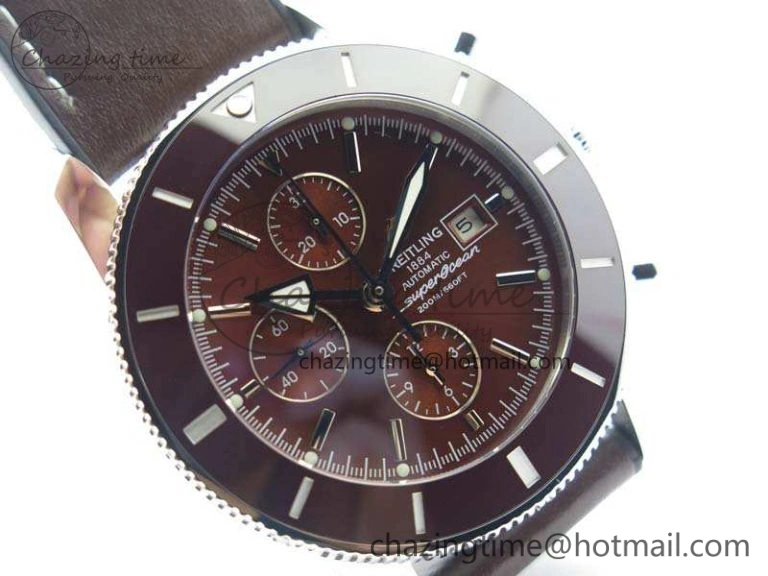 SuperOcean 1884 Heritage SS Brown Dial On Leather Strap A7750