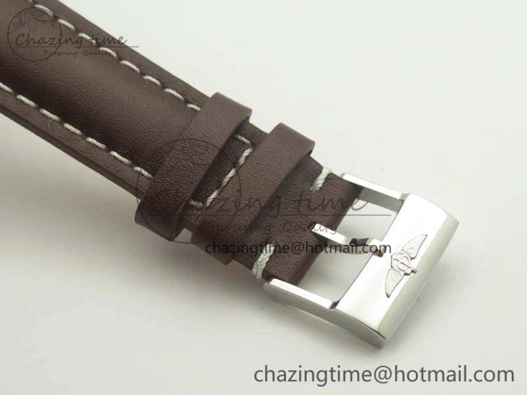 SuperOcean 42mm A17321 SS 1:1 Best Edition Black Dial On Leather Strap ETA2824