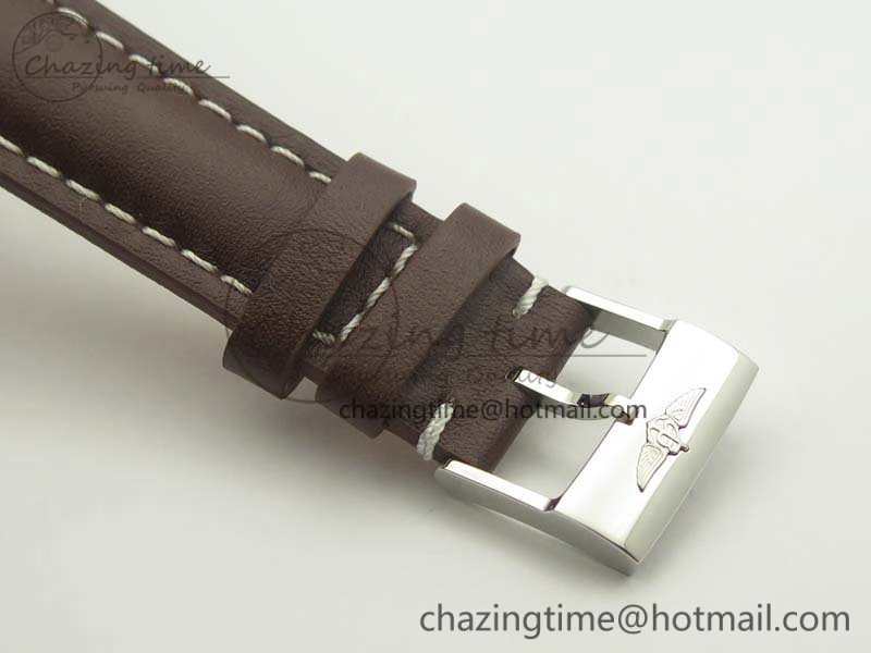 SuperOcean 42mm A17321 SS 1:1 Best Edition Black Dial On Leather Strap ETA2824