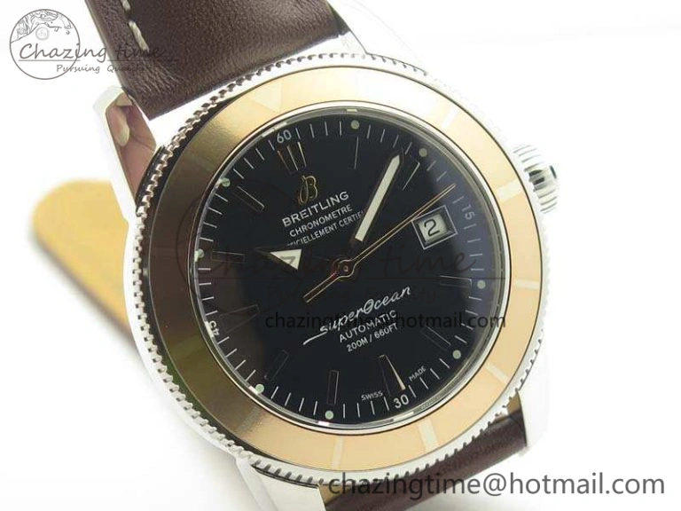 SuperOcean 42mm A17321 SS 1:1 Best Edition Black Dial On Leather Strap ETA2824