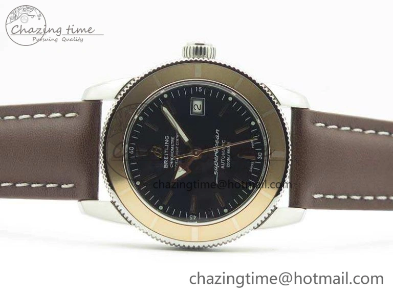 SuperOcean 42mm A17321 SS 1:1 Best Edition Black Dial On Leather Strap ETA2824