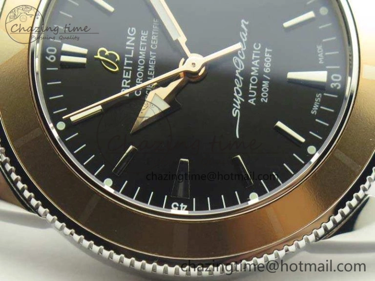 SuperOcean 42mm A17321 SS 1:1 Best Edition Black Dial On Leather Strap ETA2824
