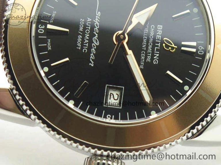 SuperOcean 42mm A17321 SS 1:1 Best Edition Black Dial On Leather Strap ETA2824