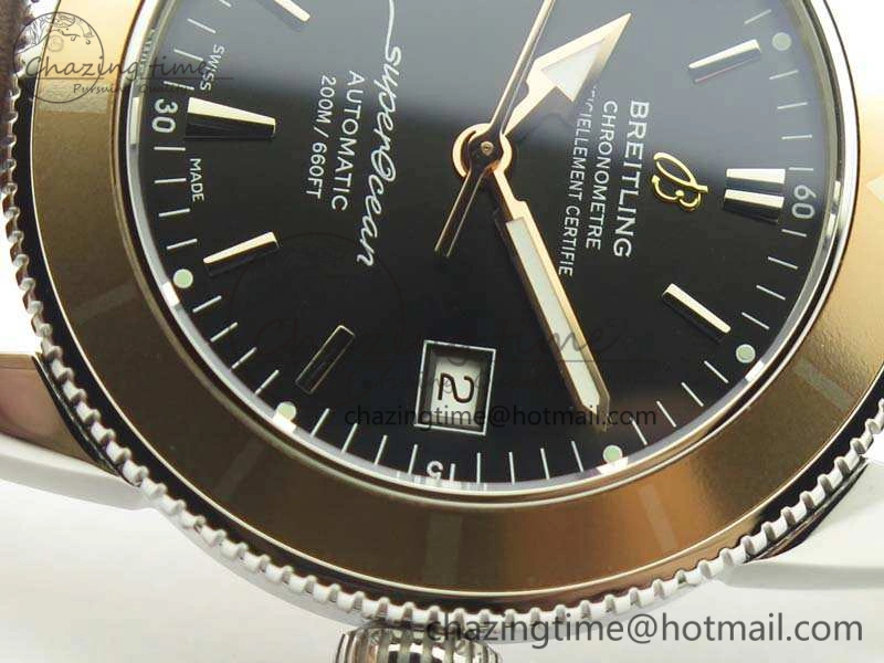 SuperOcean 42mm A17321 SS 1:1 Best Edition Black Dial On Leather Strap ETA2824