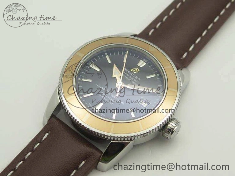 SuperOcean 42mm A17321 SS 1:1 Best Edition Black Dial On Leather Strap ETA2824